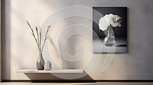 Photorealistic White Vase And Flowers Print - Uhd Image