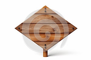 Photorealistic Wooden board direction sign board, isolated on white background. Generative AI