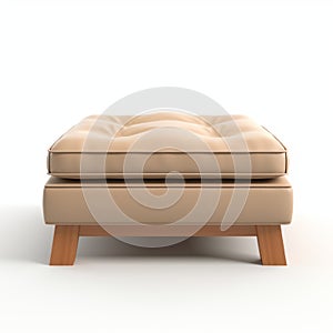 Photorealistic Wooden Ottoman With Tan Leather Cover photo