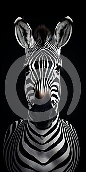 Photorealistic Zebra Face In Vray Tracing Style