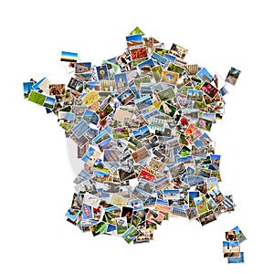 Photos collage in the shape of France