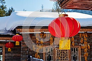 The red lanterns in farmyards photo