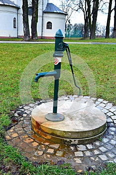 Preserved old water pump in the city center, January 2021, PetÃâ¢vald u KarvinÃÂ©, northern Moravia, Czech Republic