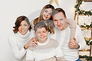 Photoshooting of family members in photo studio