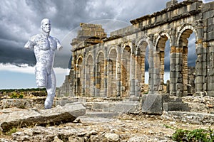 Ancient Roman City Ruins, Statue photo