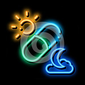 Photosynthesis and Capsules Supplements neon glow icon illustration