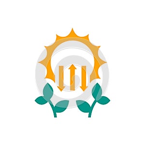 photosynthesis icon with a sun and plant