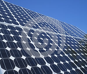 Photovoltaic cells solar panels blue sky