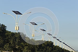 Photovoltaic cells on street lamps