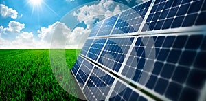Photovoltaic ecological modules in grass photo