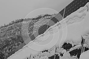 Photovoltaic modules covered with snow