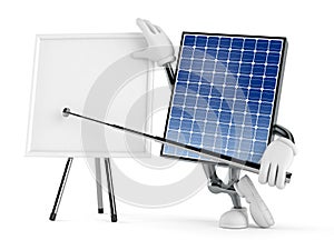 Photovoltaic panel character with blank whiteboard