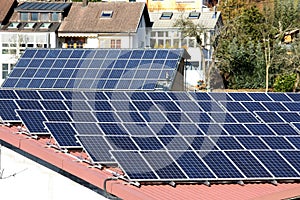 Photovoltaic panels on roof photo