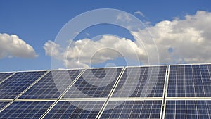 Photovoltaic panels shaded by clouds.