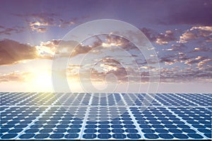 Photovoltaic Solar Cell, Solar panal with sky and sun photo