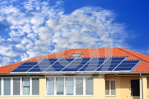 Photovoltaic solar panel on roof