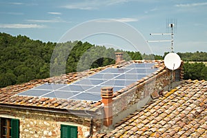 Photovoltaic solar panel on roof photo