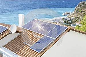 Photovoltaic solar panel sun sea colors