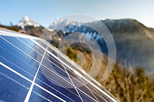 Photovoltaic solar panels in mountainous natural area