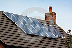 Photovoltaic Solar Panels on a tiled roof