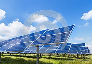Photovoltaics module solar panels in solar farm station