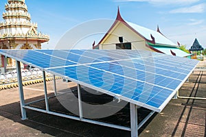 Photovoltaics modules in thai temple