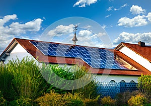Photovoltaics solar panel on building photo