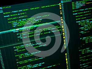 PHP in code editor. Web developing on the php language