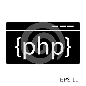 PHP Code Icon isolated on white background flat style