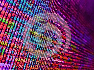 PHP development, software site code. Software developer programming code. Mobile app building. Software abstract background. Code