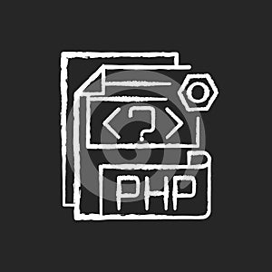 PHP file chalk white icon on black background