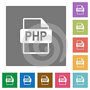 PHP file format square flat icons