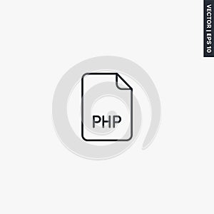 PHP file format, linear style sign for mobile concept and web design