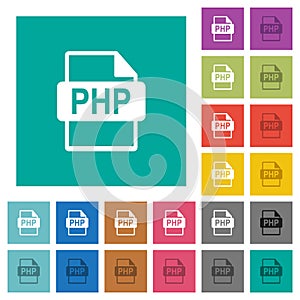 PHP file format square flat multi colored icons