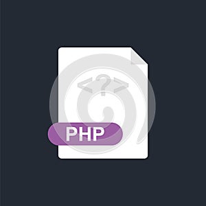 Php file icon. Hypertext Preprocessor. Programming language. Vector photo