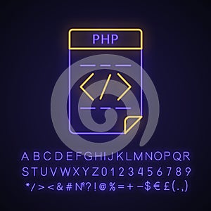 PHP file neon light icon