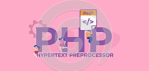 PHP hypertext preprocessor. Pioneering language programming and coding technologies. photo