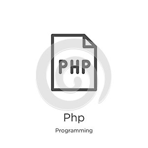 php icon vector from programming collection. Thin line php outline icon vector illustration. Outline, thin line php icon for