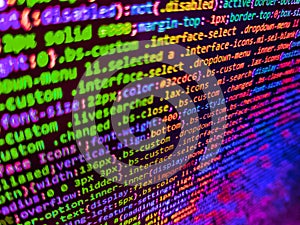 Php language and coding function developer. Creative Js HTML5 closeup set on background. Modern application Source abstract