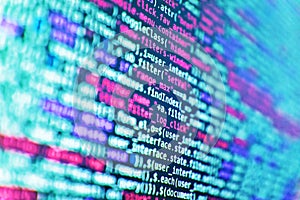 Php language and coding function developer. Digital technology on display. Web development code: CSS/SASS styles preprocessor