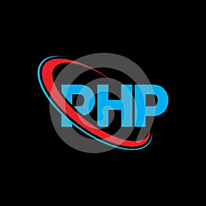 PHP logo. PHP letter. PHP letter logo design. Initials PHP logo linked with circle and uppercase monogram logo. PHP typography for