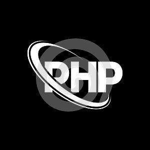 PHP logo. PHP letter. PHP letter logo design. Initials PHP logo linked with circle and uppercase monogram logo. PHP typography for