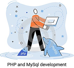 PHP and MySql development. Software website developer, programmer service, programming language