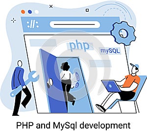 PHP and MySql development. Software website developer, programmer service, programming language