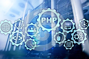 PHP programming language. Developing programming and coding technologies.Cyber space concept.