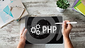 PHP programming language. Web and application development concept.