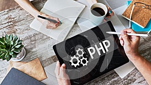 PHP programming language. Web and application development concept.