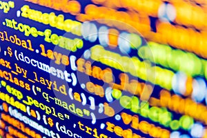 PHP syntax highlighted. Big data database app. Script procedure creating. photo