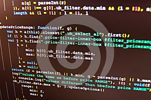 PHP syntax highlighted. Javascript functions