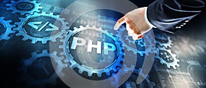 PHP. Web development concept. A general purpose interpreted scripting language